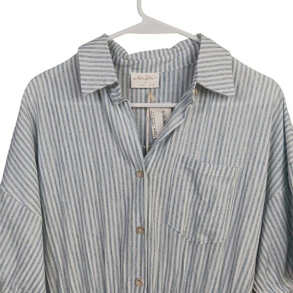 NWT Allie Rose Romper Blue and White Striped Size S - Picture 2 of 9